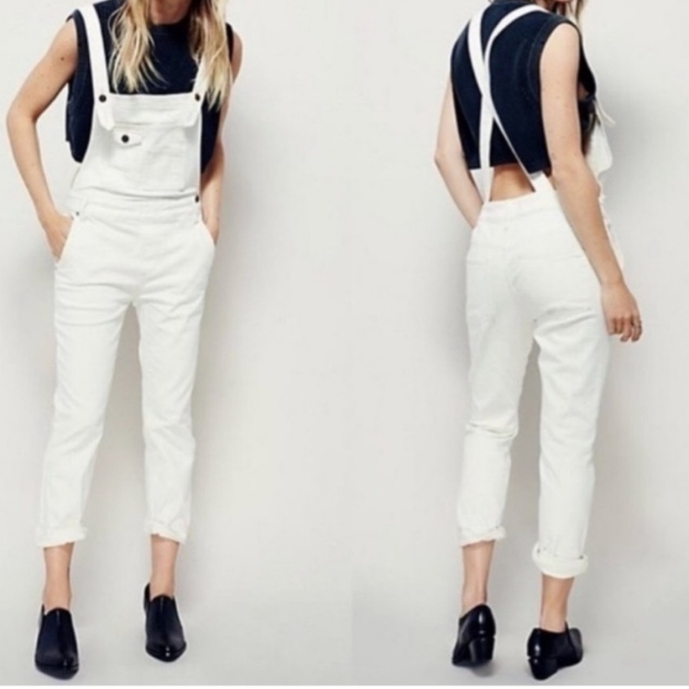 Free People Washed Denim Overalls